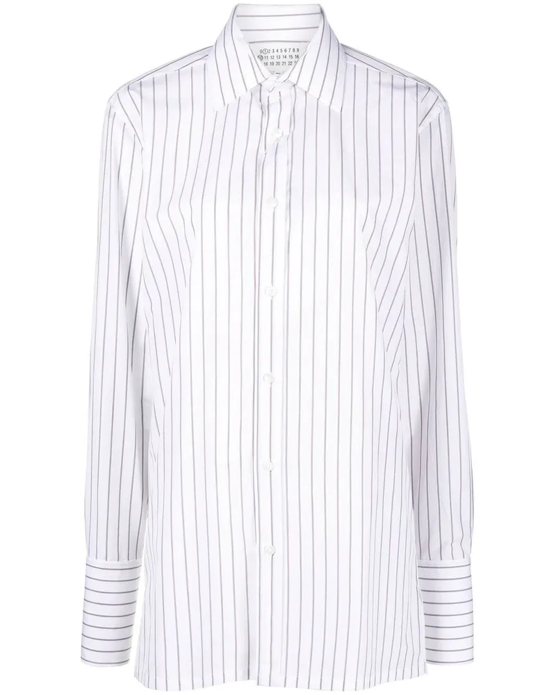Maison Margiela Langarmshirt mit Nadelstreifenmuster - Weiß Weiß