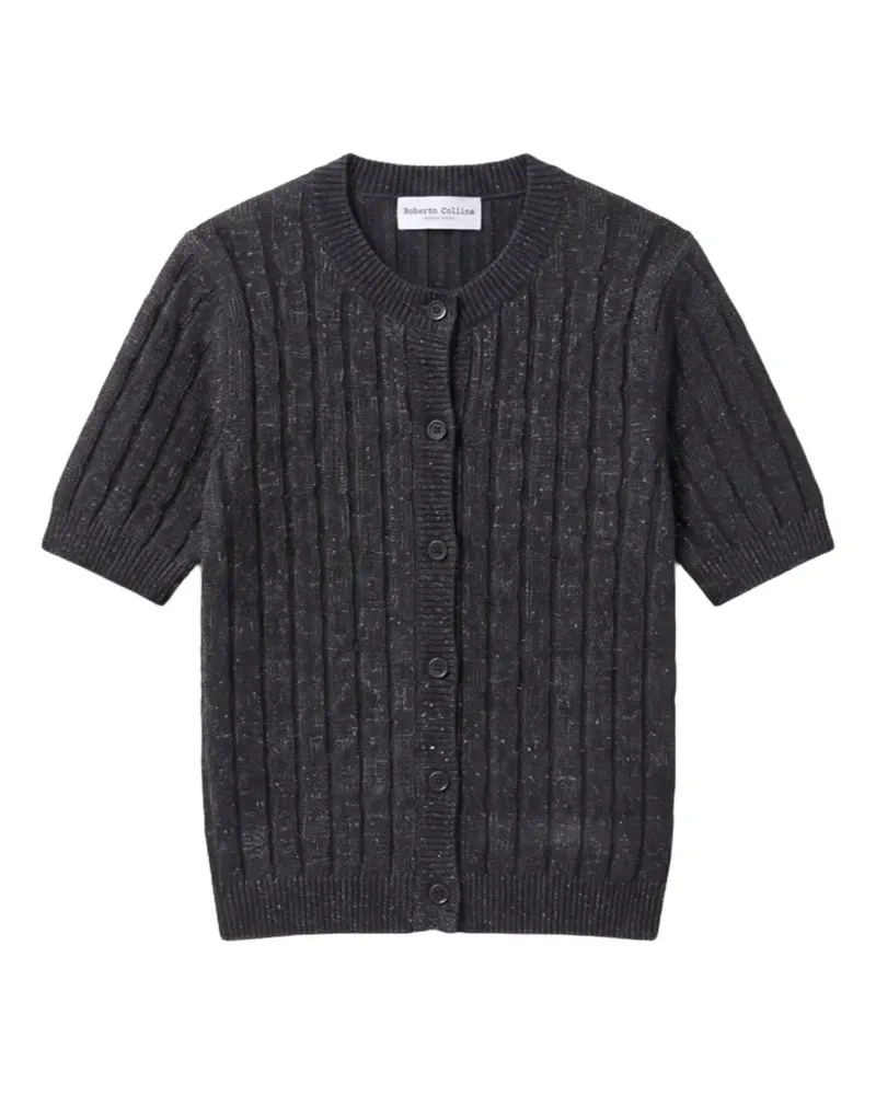 Roberto Collina cable-knit short-sleeve cardigan - Schwarz Schwarz
