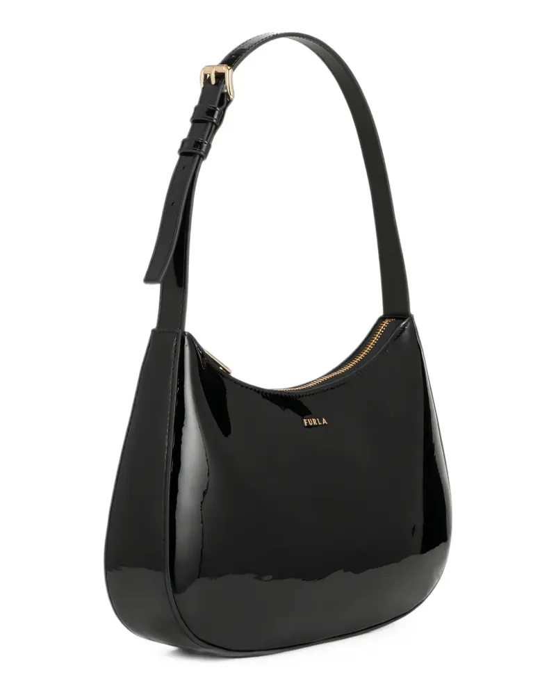 Furla patent-finish shoulder bag - Schwarz Schwarz