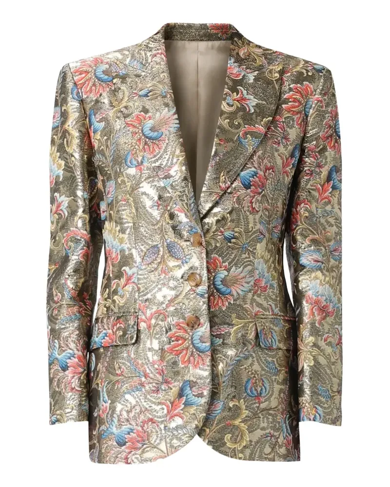 Etro floral-jacquard single-breasted blazer - Gold Gold
