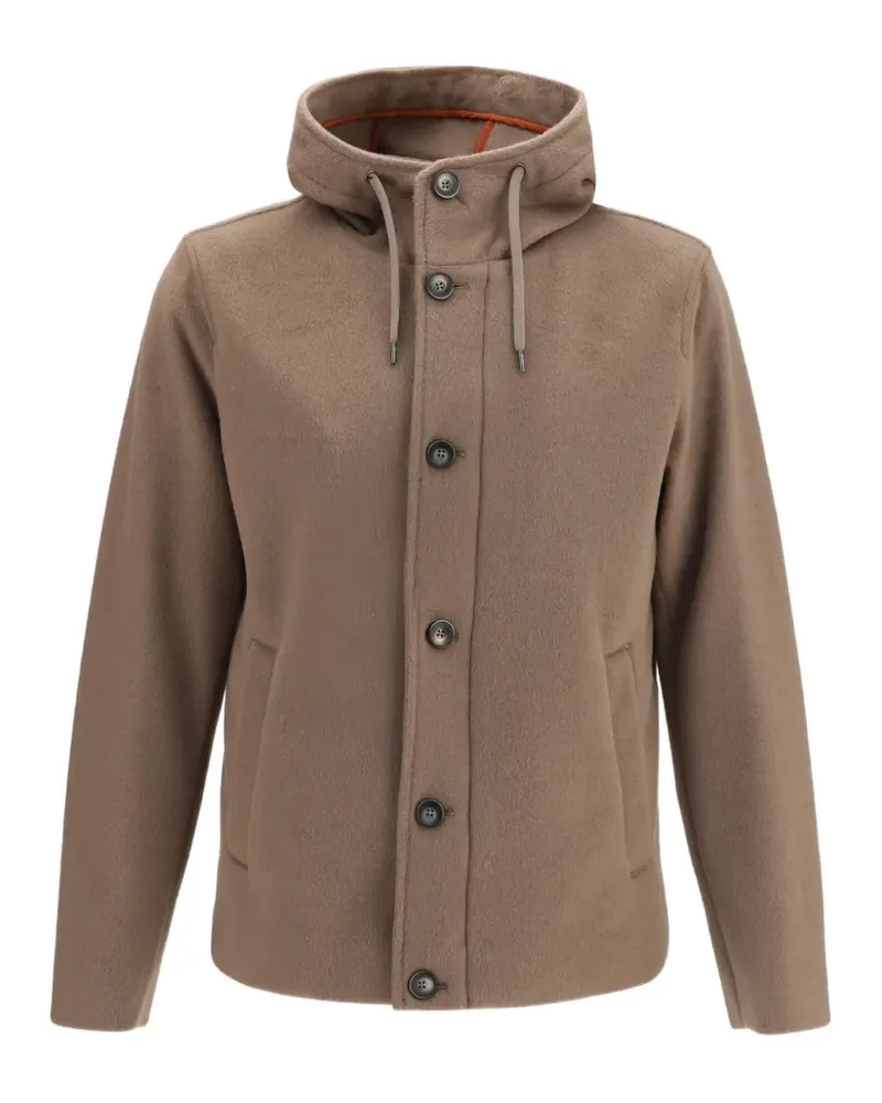Herno hooded button-up jacket - Braun Braun