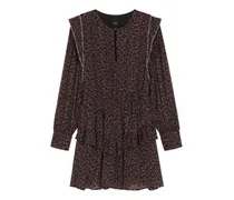 Geblümtes Kleid mit Rüschen - Braun