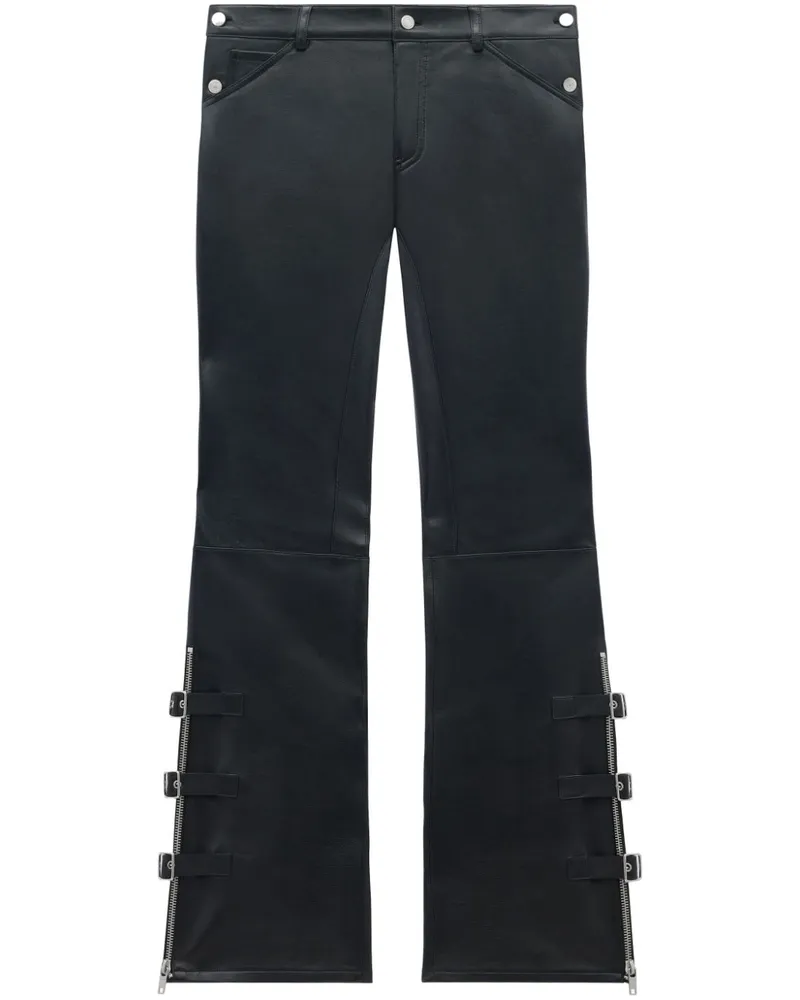 Courrèges Ausgestellte Lederhose mit Schnalle - Schwarz Schwarz