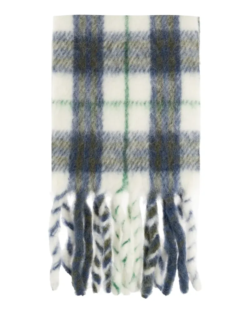 Burberry check-pattern fringed scarf - Weiß Weiß