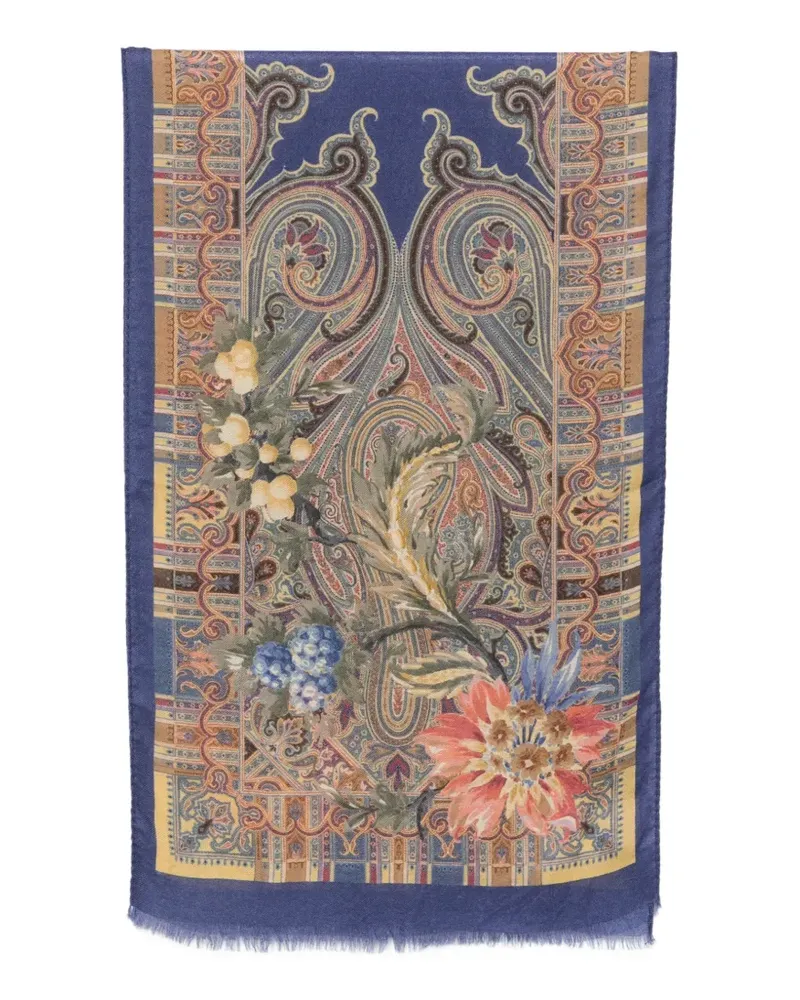 Etro Schal mit floralem Paisleymuster - Blau Blau