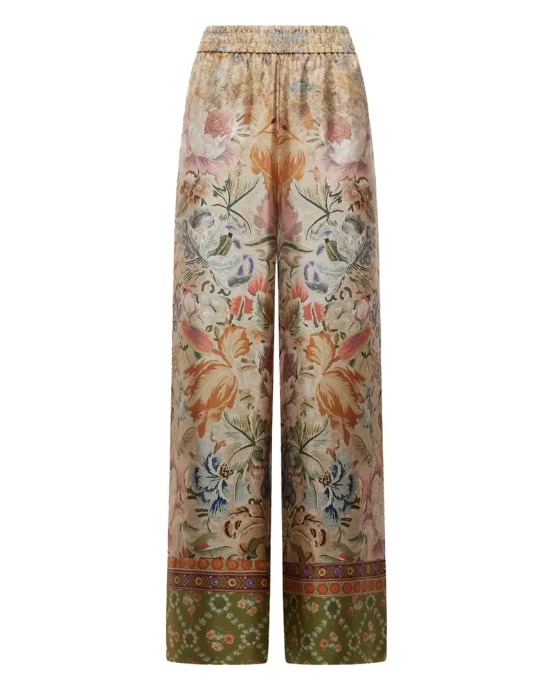 Pierre-Louis Mascia floral-print elastic-waistband trousers - Nude Nude