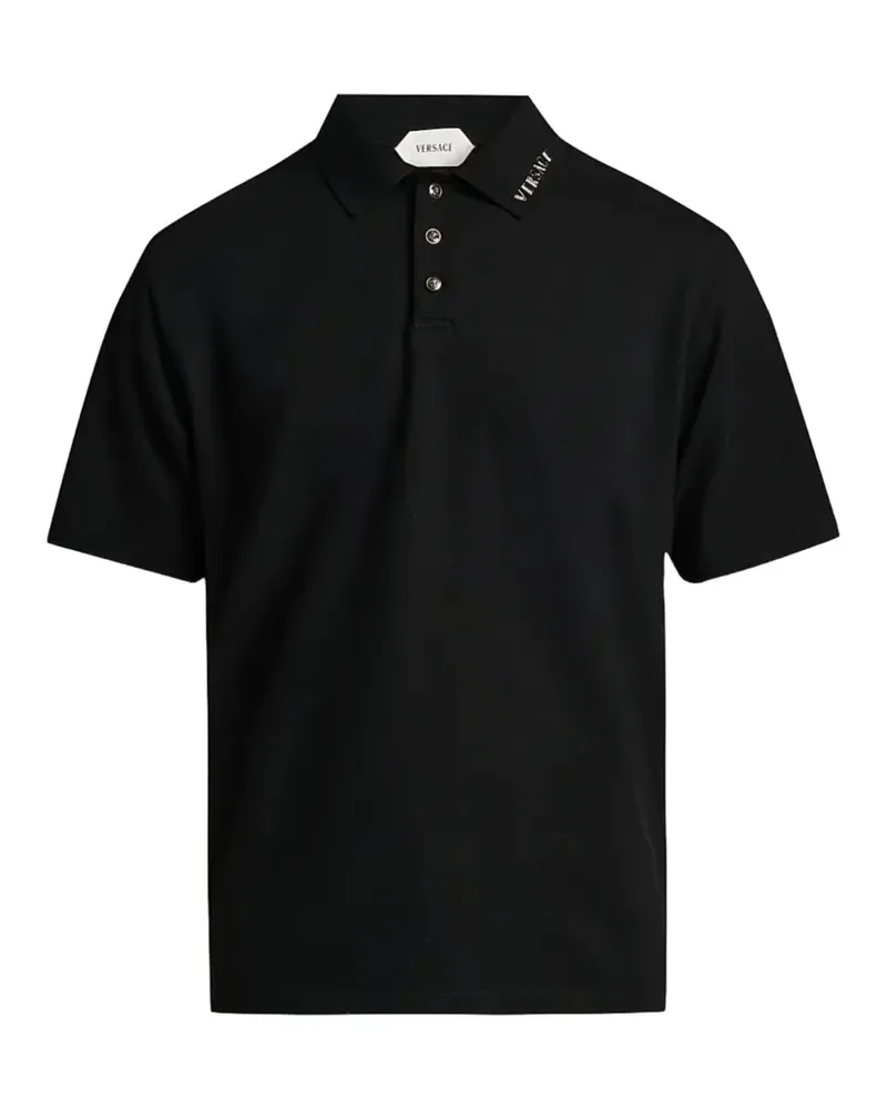 Versace Poloshirt mit Logo-Stickerei - Schwarz Schwarz
