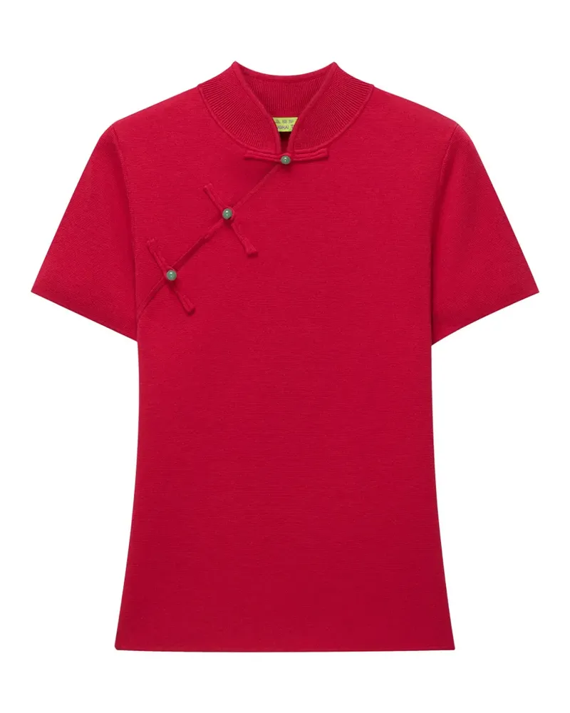 Shanghai Tang Qipao frog-fastening polo top - Rot Rot