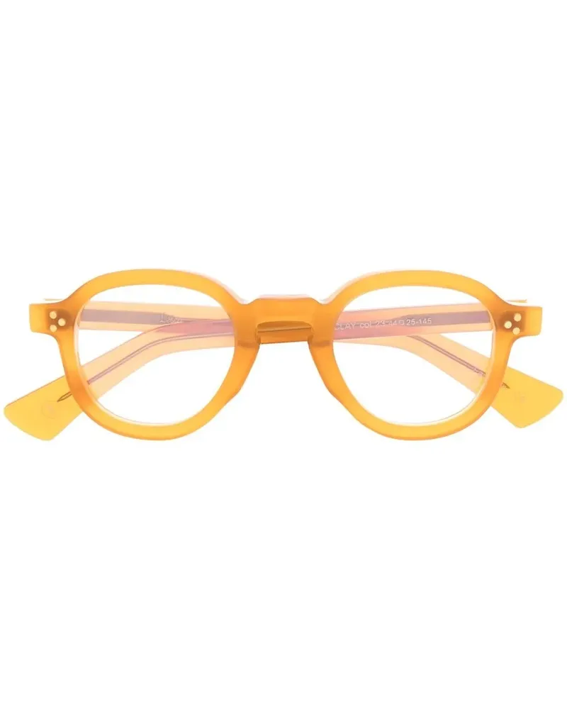 Lesca Runde Brille mit Logo-Print - Orange Orange
