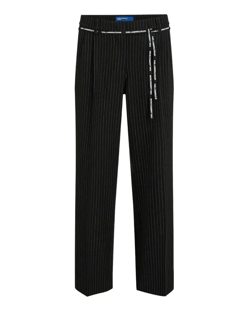 Karl Lagerfeld pinstripe logo-tape trousers - Schwarz Schwarz