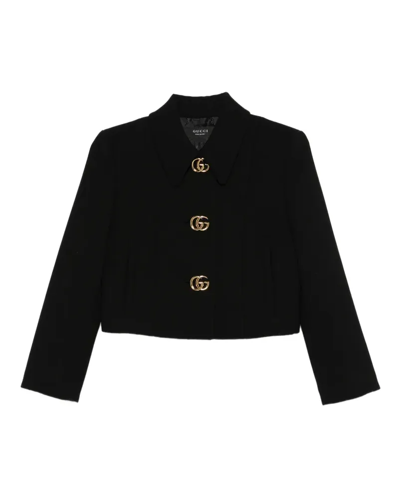 Gucci Cropped-Jacke mit Logo - Schwarz Schwarz