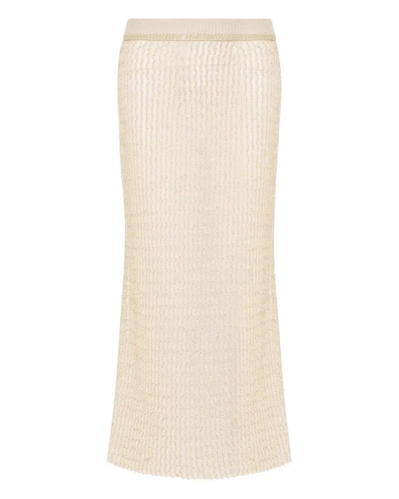Maison Margiela ribbed-knit midi skirt - Nude Nude