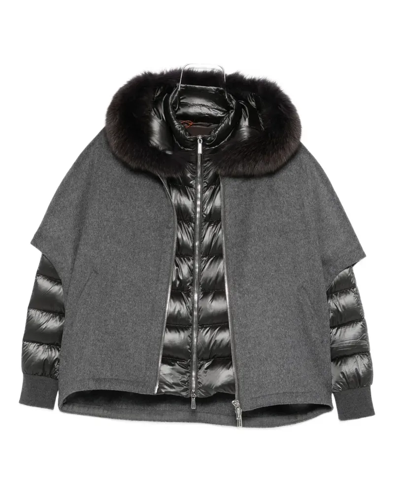 MOORER hooded layered jacket - Grau Grau