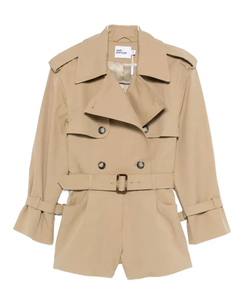 Self-Portrait double-breasted belted playsuit - Nude Nude