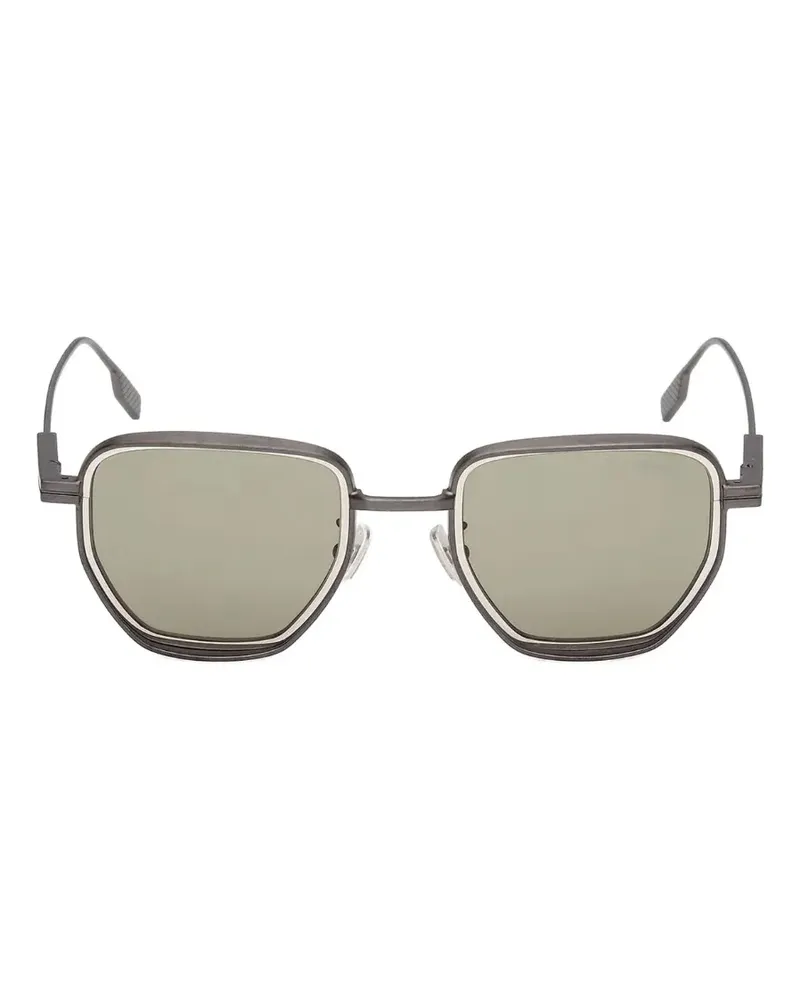 Ermenegildo Zegna Sonnenbrille mit eckigem Gestell - Silber Silber