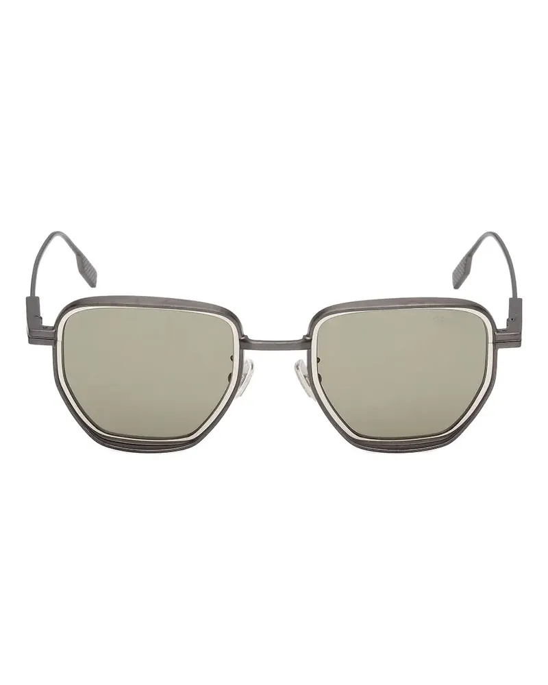 Ermenegildo Zegna Sonnenbrille mit eckigem Gestell - Silber Silber