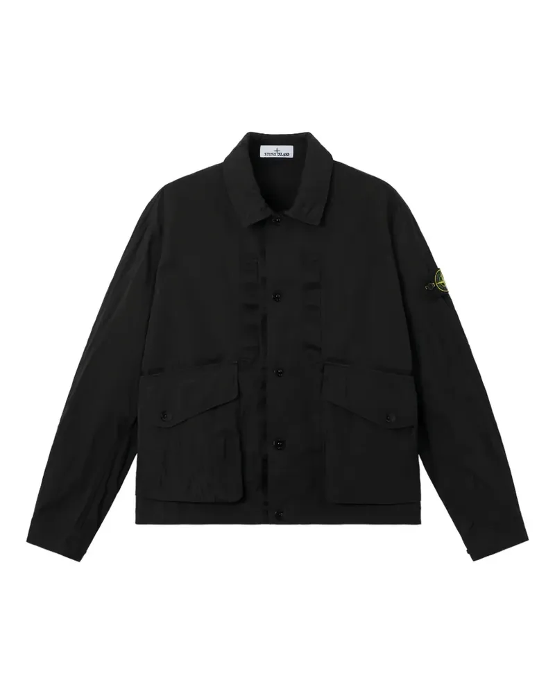 Stone Island Hemdjacke mit Logo-Patch - Schwarz Schwarz