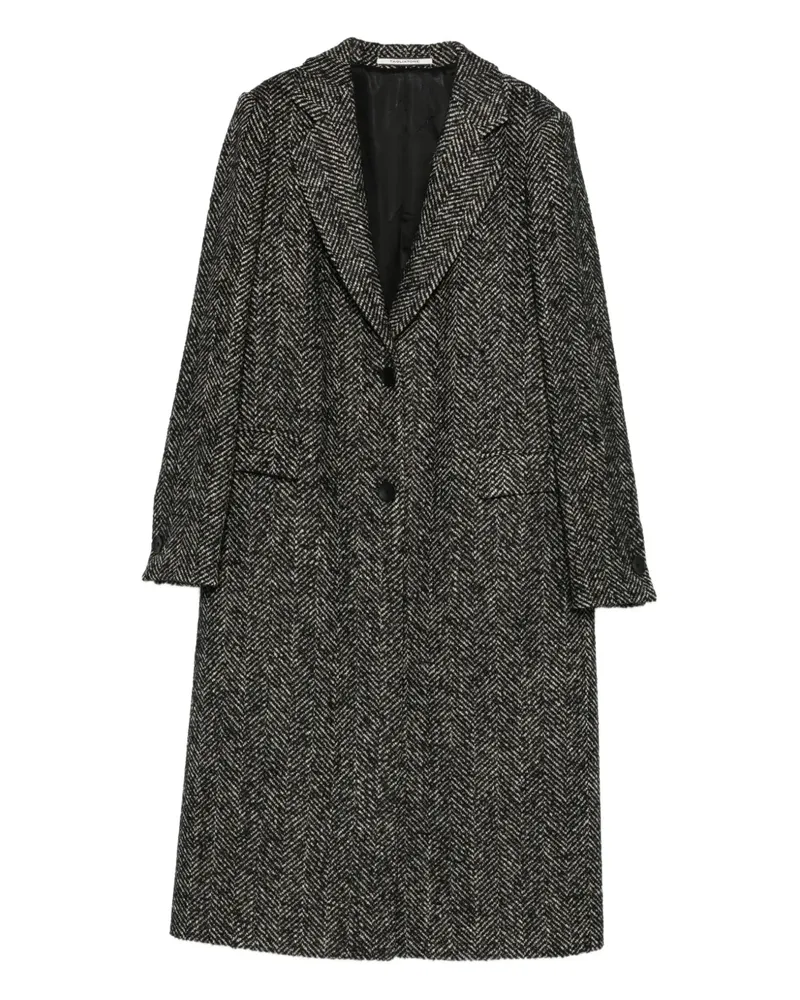 Tagliatore Amanda Mantel mit Fischgrätenmuster - Schwarz Schwarz