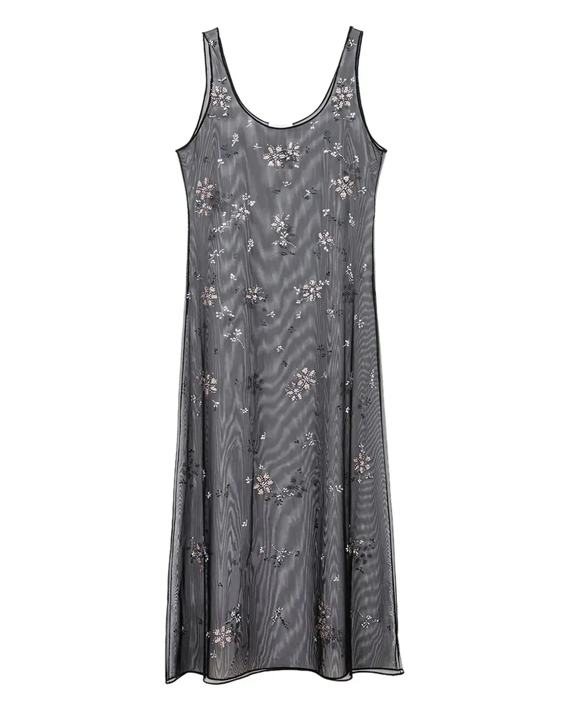 Paco Rabanne Paillettenkleid mit Blumen - Schwarz Schwarz