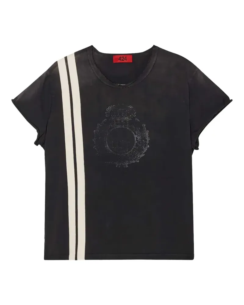 FourTwoFour on Fairfax T-Shirt mit Wappen-Print - Schwarz Schwarz