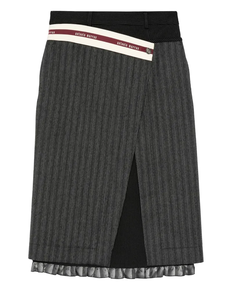 Antonio Marras Gerüschter Midirock mit Nadelstreifen - Schwarz Schwarz