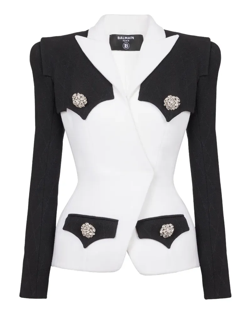 Balmain Zweifarbiger 4-Button Blazer - Schwarz Schwarz