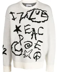 Izzue Bestickter Pullover aus Logo-Jacquard Weiß