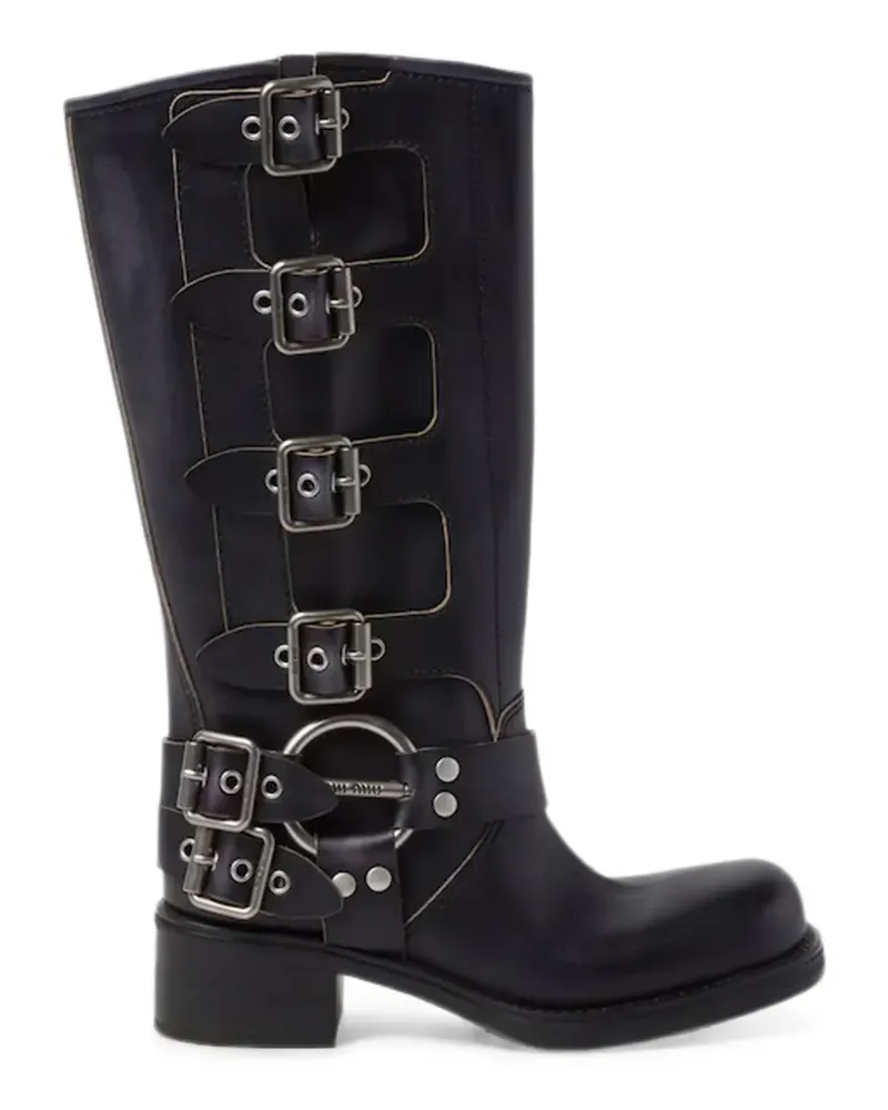 Miu Miu buckle-detail leather boots - Schwarz Schwarz