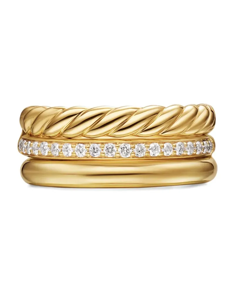 David Yurman 18kt DY Mercer® Three Row Gelbgoldring mit Diamanten Gold