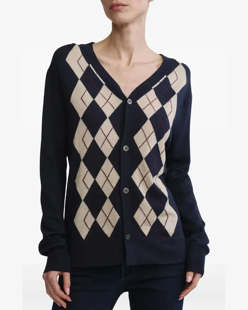 DL1961  Cardigan mit Argyle-Muster - Blau Blau