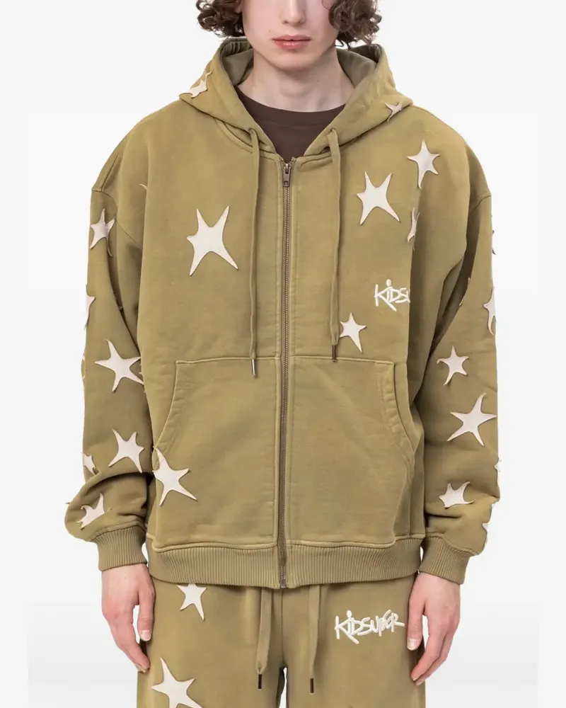 KidSuper patchwork star-appliqué hoodie - Grün Grün