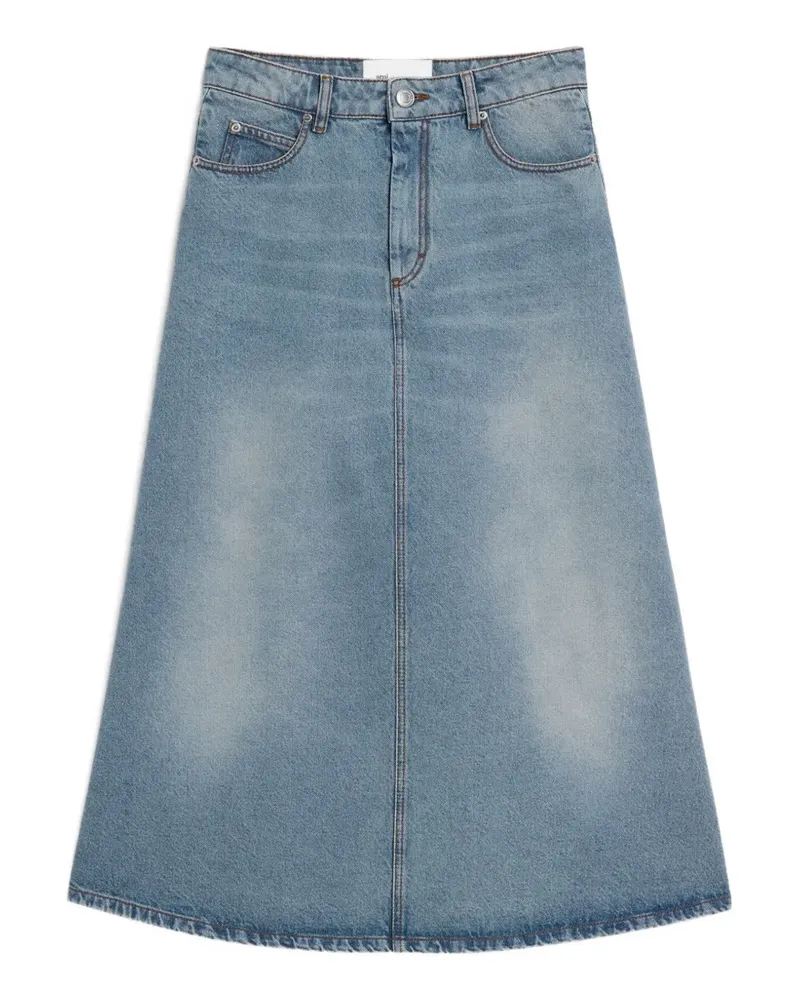 AMI Paris long A-line cotton skirt - Blau Blau