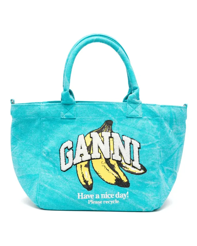 Ganni Shopper mit Bananen-Print - Blau Blau