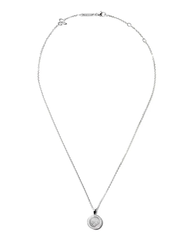 Chopard 18kt 'Happy Diamonds Icons' Weißgoldhalskette mit Diamant - Silber Silber