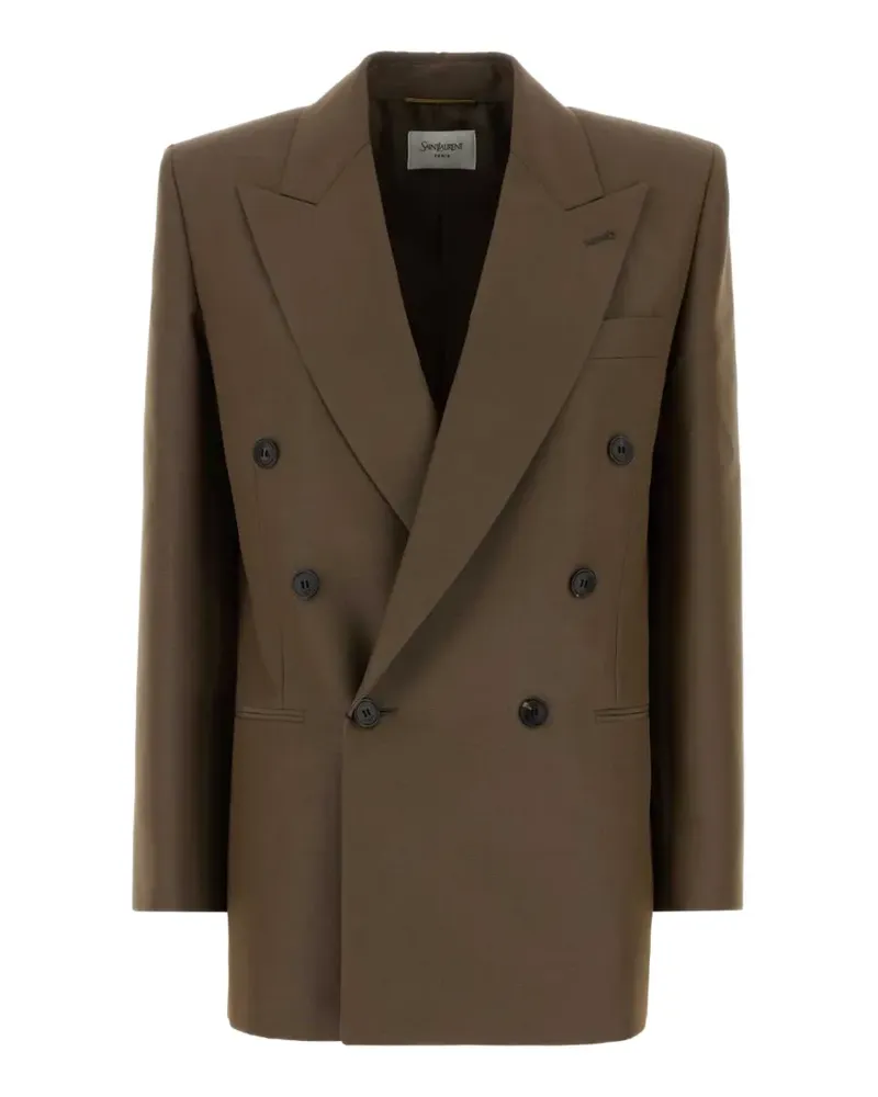 Saint Laurent peaked-lapel double-breasted blazer - Braun Braun