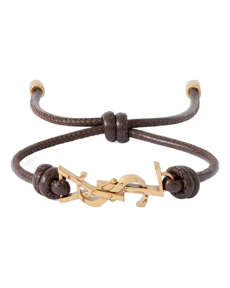 Saint Laurent logo leather bracelet - Gold Gold
