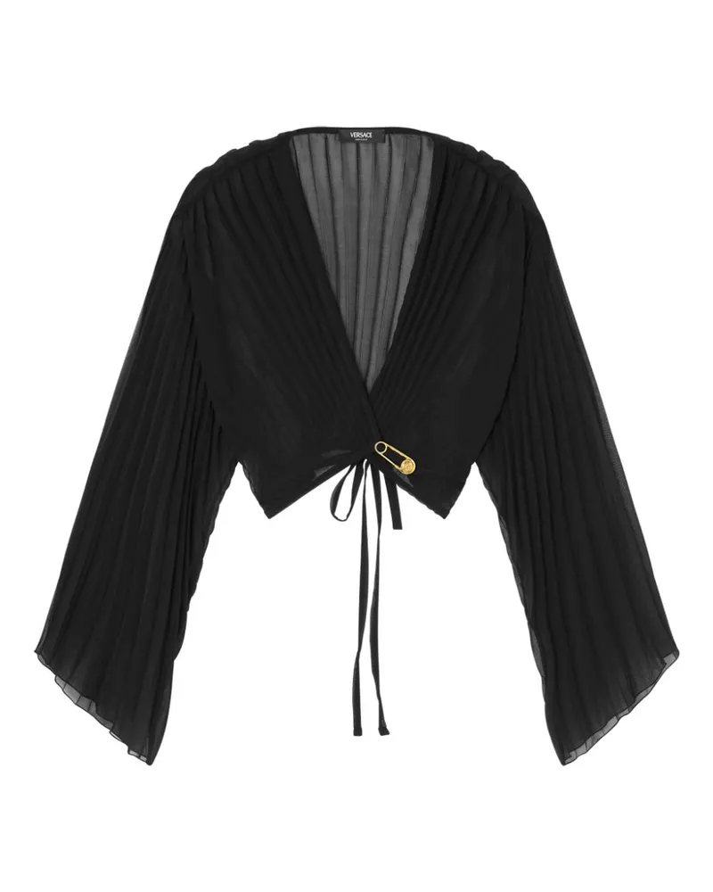Versace Safety Pin Oberteil mit Falten - Schwarz Schwarz
