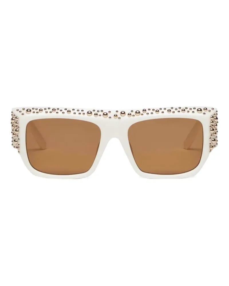 Palm Angels stud-embellished rectangle-frame sunglasses - Weiß Weiß