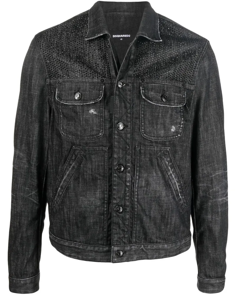 Dsquared2 Jeansjacke im Distressed-Look - Schwarz Schwarz
