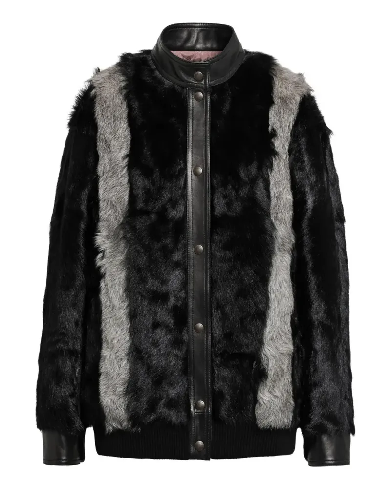 Valentino Garavani panelled fur and leather jacket - Schwarz Schwarz