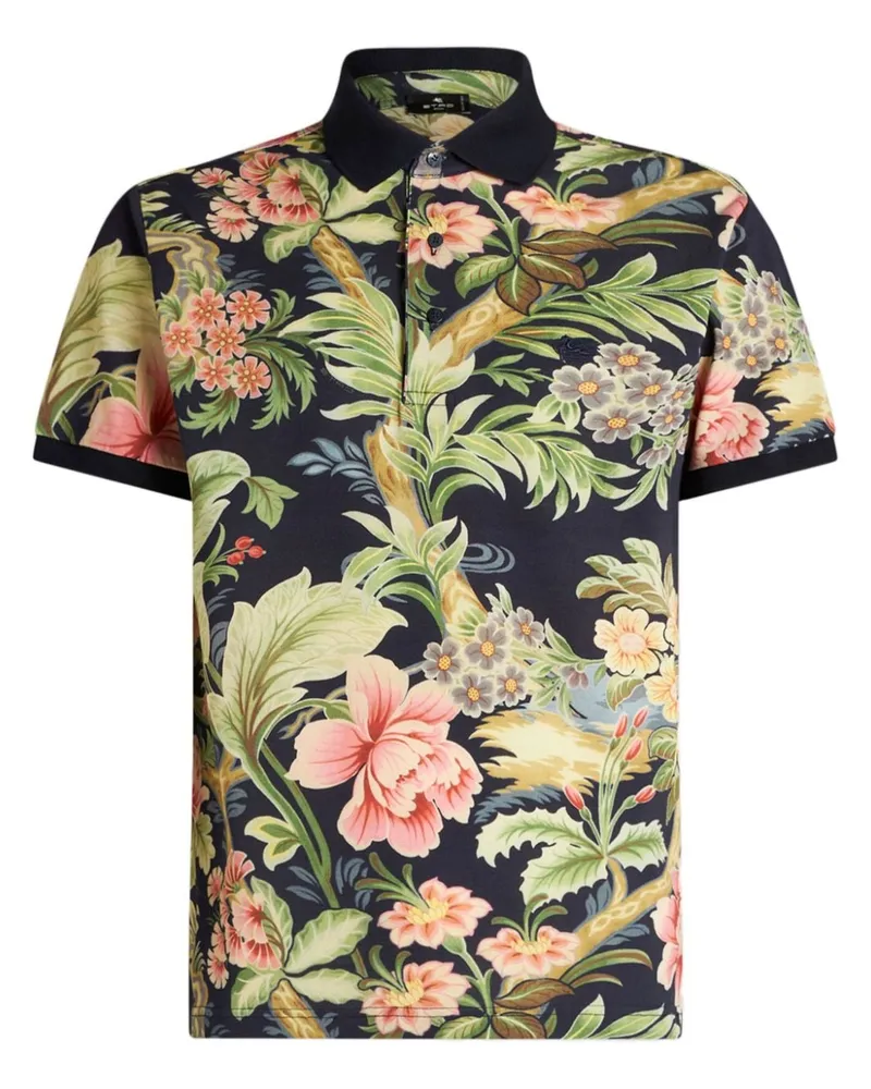 Etro Poloshirt mit Blumen-Print - Blau Blau