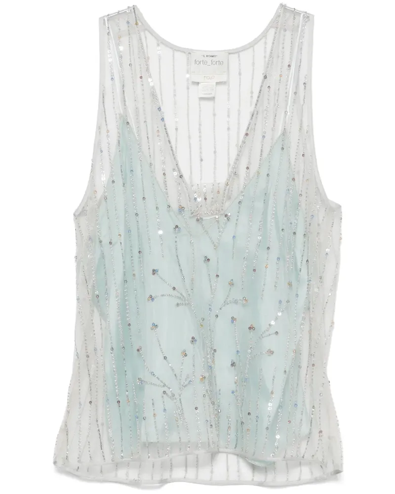 forte_forte Top mit Perlen - Grau Grau