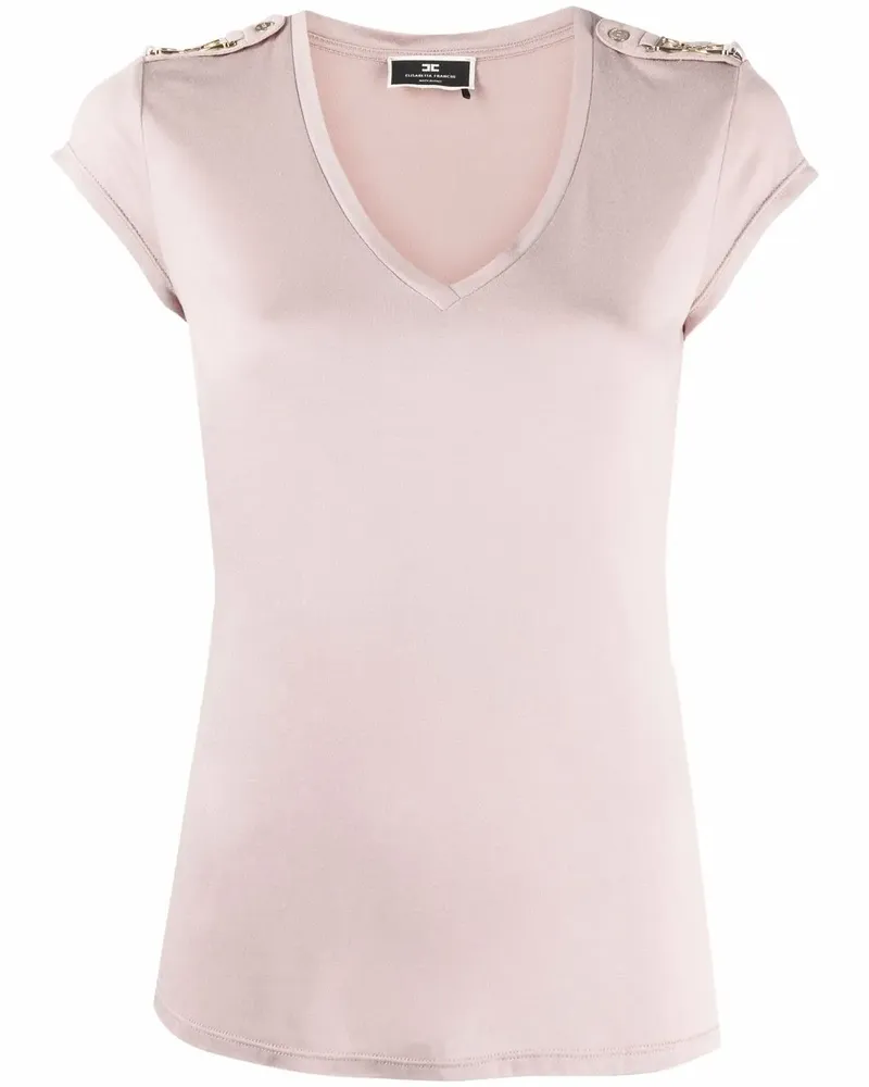 Elisabetta Franchi T-Shirt mit Kettendetail - Nude Nude