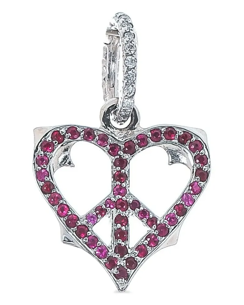 Loree Rodkin 14kt Weißgoldanhänger in Herzform mit Rubin und Diamanten - Silber Silber