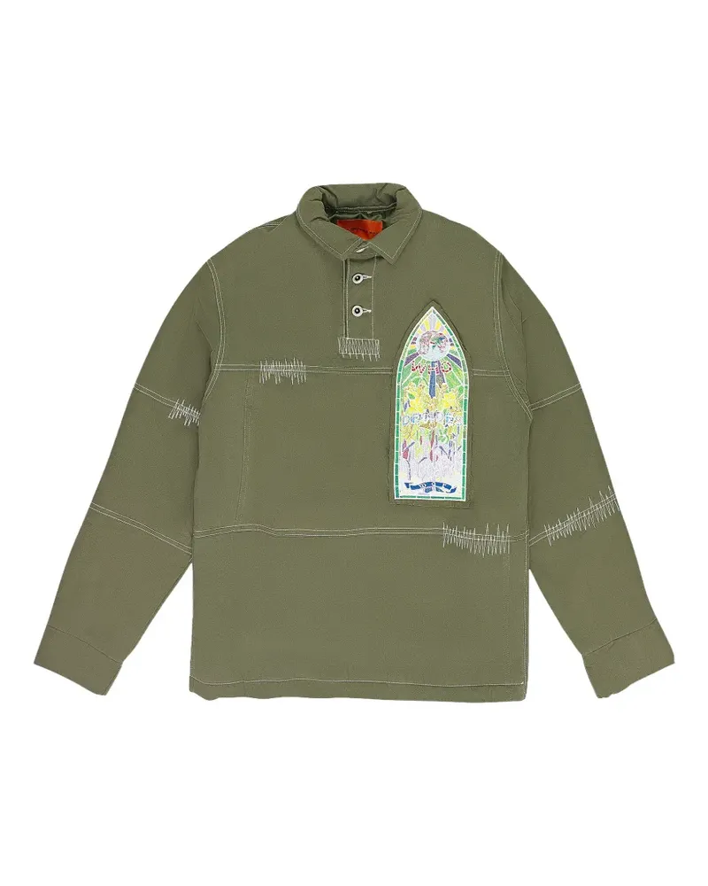 WHO DECIDES WAR oversized button-down polo shirt - Grün Grün