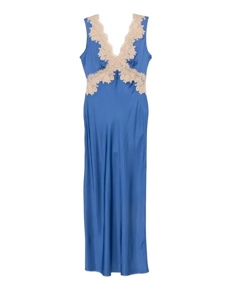 RIXO Lysandra lace-trim maxi dress - Blau Blau