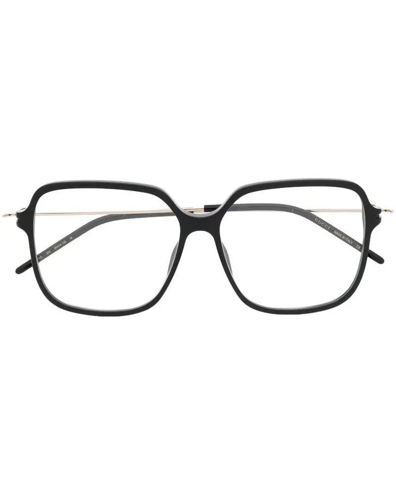 Gucci Eckige Brille mit Logo-Gravur - Schwarz Schwarz