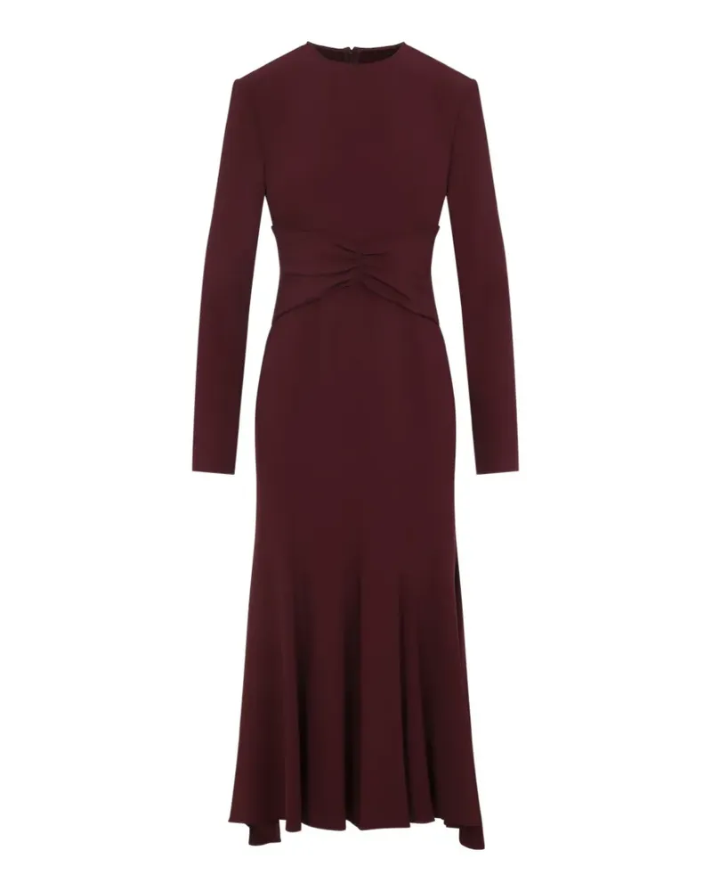 Alberta Ferretti midi ruched-waist long-sleeve dress - Rot Rot
