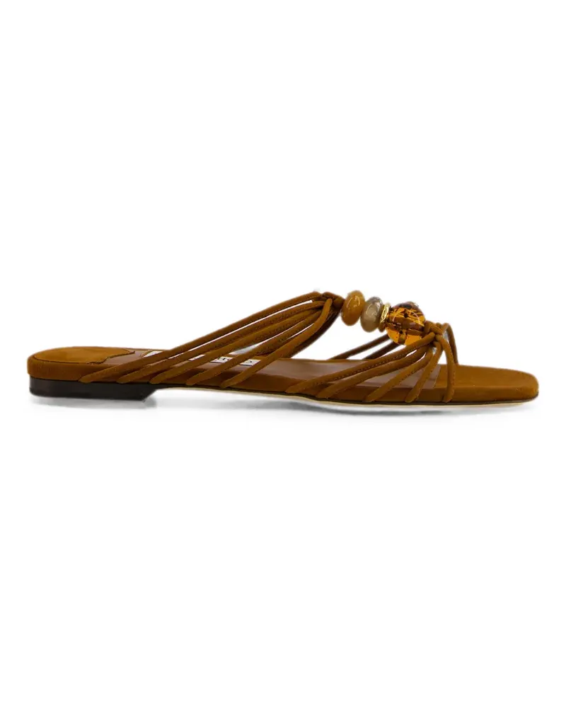 Jimmy Choo Lova bead-embellished suede sandals - Braun Braun