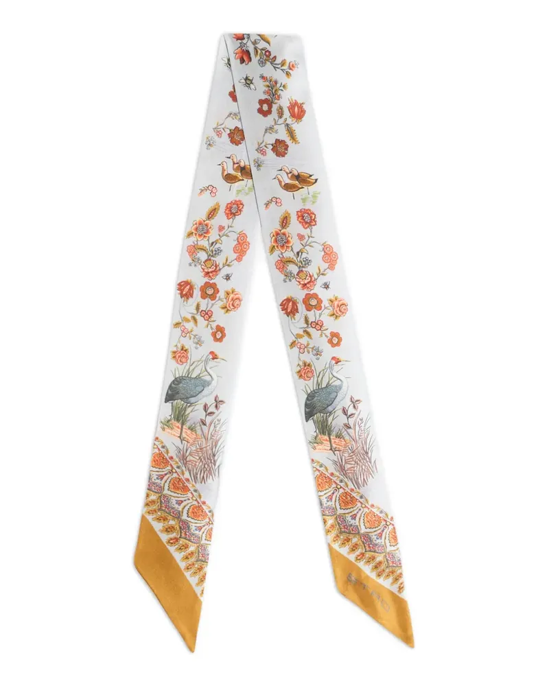 Etro paisleyina paisley flora fauna-print silk scarf - Nude Nude